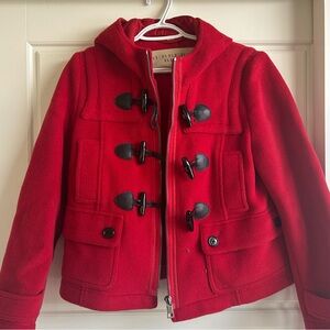 Burberry Brit red wool toggle coat